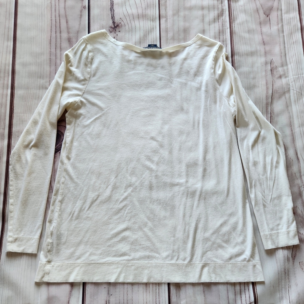 Pendleton Cotton Long Sleeve Shirt Cream Ivory | Women's Size L - Picture 6 of 9